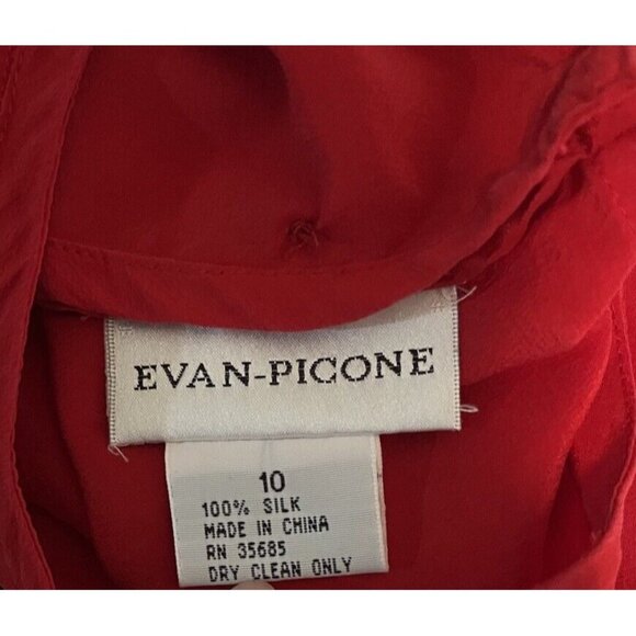 Evan Picone Womens 100% Silk Blouse Long Sleeve Color Red Size 10 - Picture 6 of 8